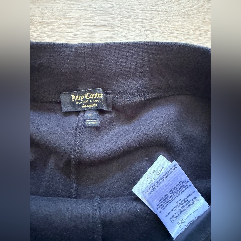 Juicy Couture Black Label Stretch Velour Rodeo Drive Leggings Y2K Drawstring S - Picture 7 of 8
